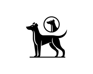 Dog Logo design template. Vector illustration. Simple silhouette. Black dog logo