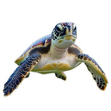Isolated Green Sea Turtle Swimming with Grace