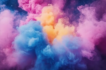 Naklejka premium Abstract Colorful Smoke Nebula Cosmic Art