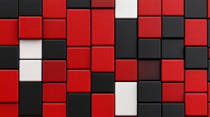 Red Black White Cube Blocks: A vibrant display of red, black, and white cube blocks arranged in a visually compelling mosaic.  Each block is presented with precision.
