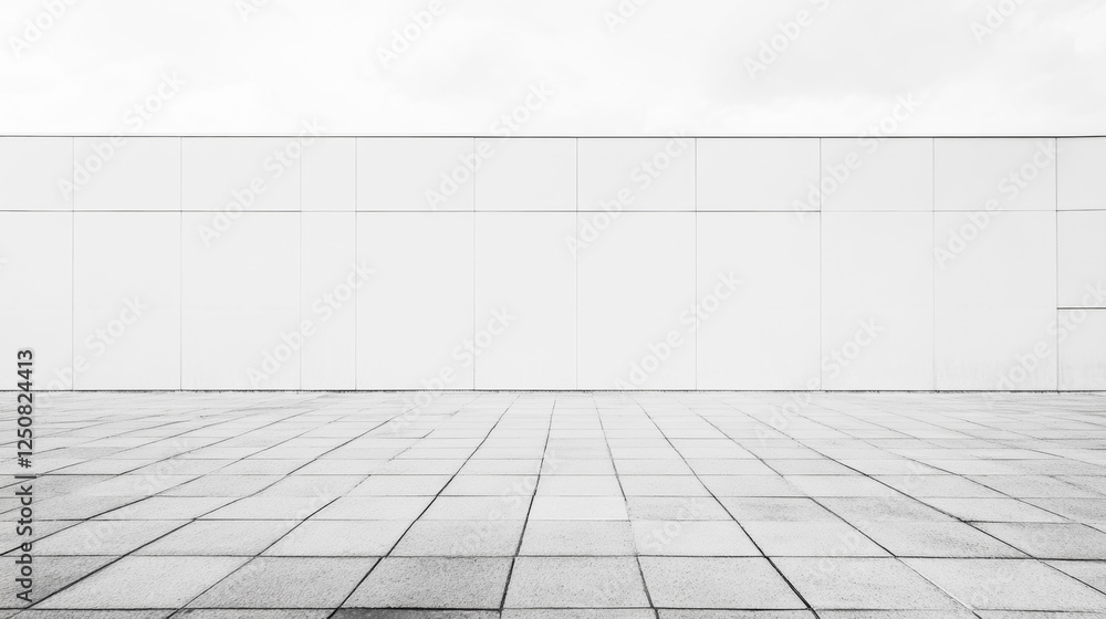 Poster empty white room with white wall background space. grey wall with spotlight and light background con