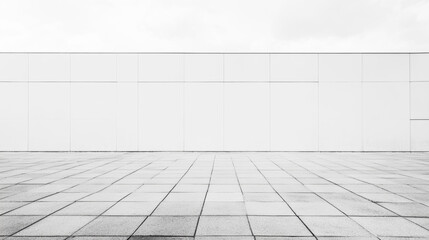 Fototapeta premium Empty white room with white wall background space. Grey wall with spotlight and light background concrete floor and wall