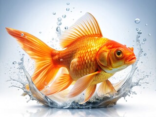 Fototapeta premium Orange Goldfish In Water Splash