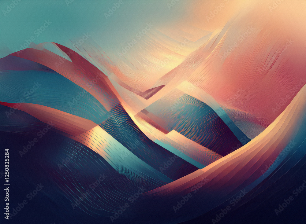 Aufkleber striking modern abstract waves in blue, orange, yellow hues create a dynamic and visually appealing 