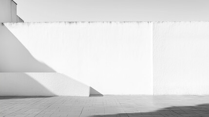 Empty white wall background space. Grey wall with spotlight and light background concrete floor and wall