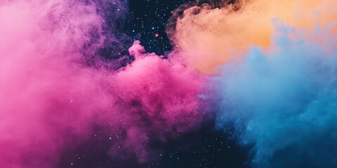 Naklejka premium Colorful Smoke Clouds Resemble a Cosmic Nebula