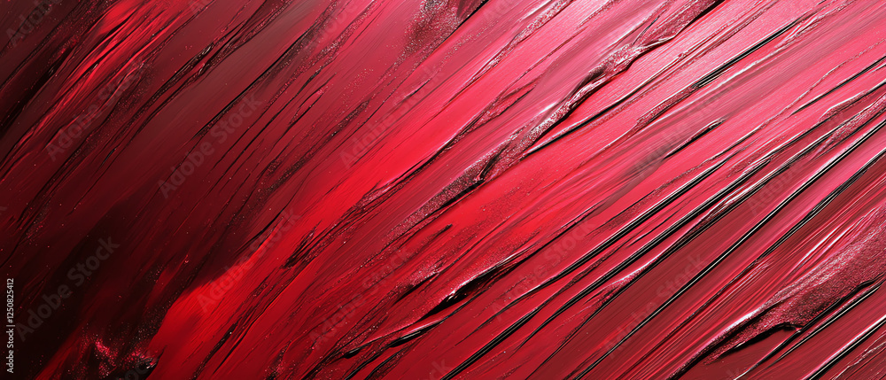 Poster a vibrant abstract texture featuring deep red tones. the long strokes create a sense of movement and
