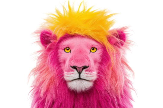 Isolated Pink Lion with Yellow Hair