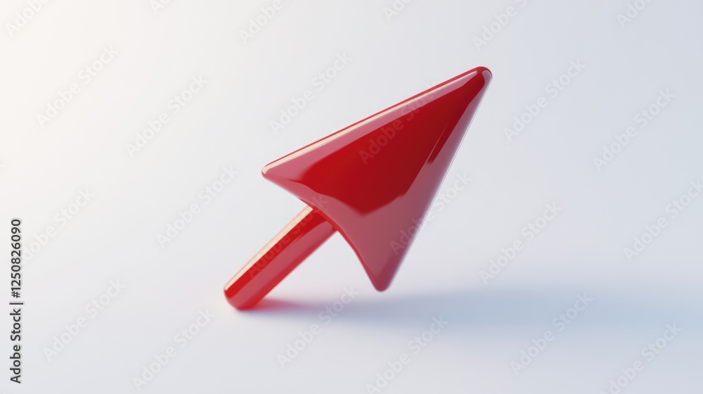 Aufkleber A bright red arrow points to the left on a clean white surface, ideal for use in designs related to direction or navigation