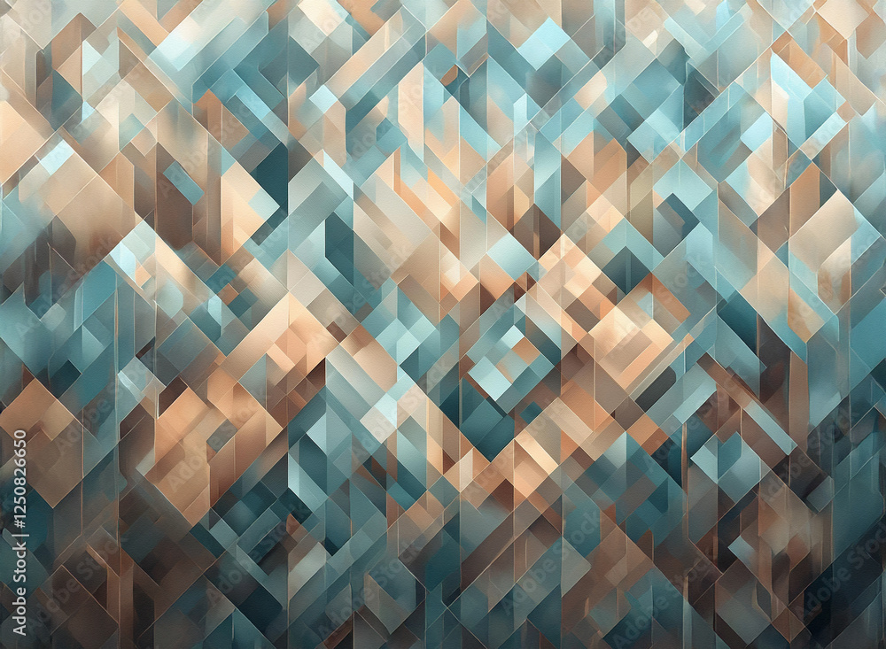Poster dynamic geometric background featuring an abstract pattern with teal and beige hues, creating a text