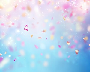 Fototapeta premium Pastel Confetti Falling Against A Soft Blue Background