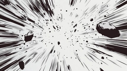 Explosive Black and White Graphic Design: A Stunning Abstract Art Piece