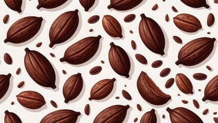 Obraz premium Cocoa beans on white background