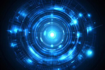 Obraz premium Bright blue IoT network visualization