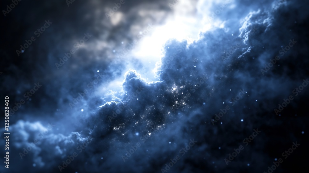 Fototapete Mysterious cosmic clouds illuminated by soft light creating a mesmerizing celestial scene in the universe : Generative AI
