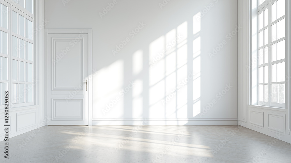 Poster white empty room with sunlight empty copy space studio room