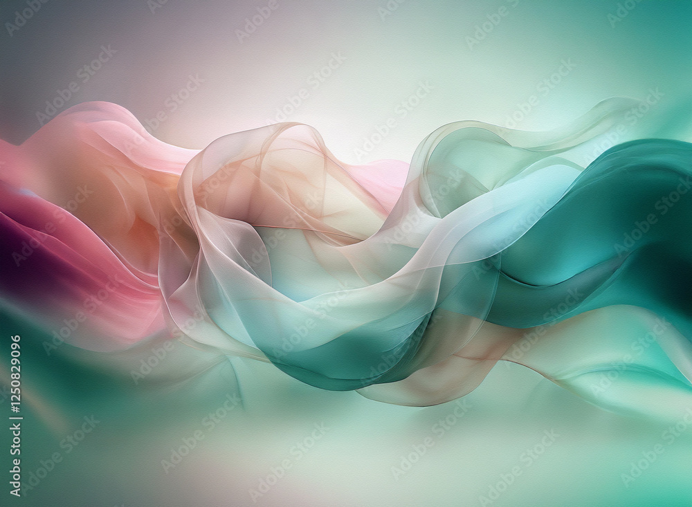 Aufkleber abstract flowing ribbons of color on a soft background. smooth transitions and pastel hues create a 