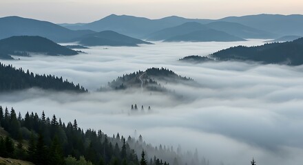 mountain landscape with fog