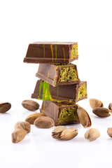 Chocolate bar filled with pistachio kunafa. Dubai chocolate