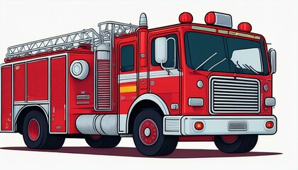 消防車の赤い車両。AIで生成