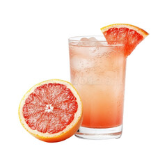 Isolated Pink Grapefruit Soda with Slice Garnish