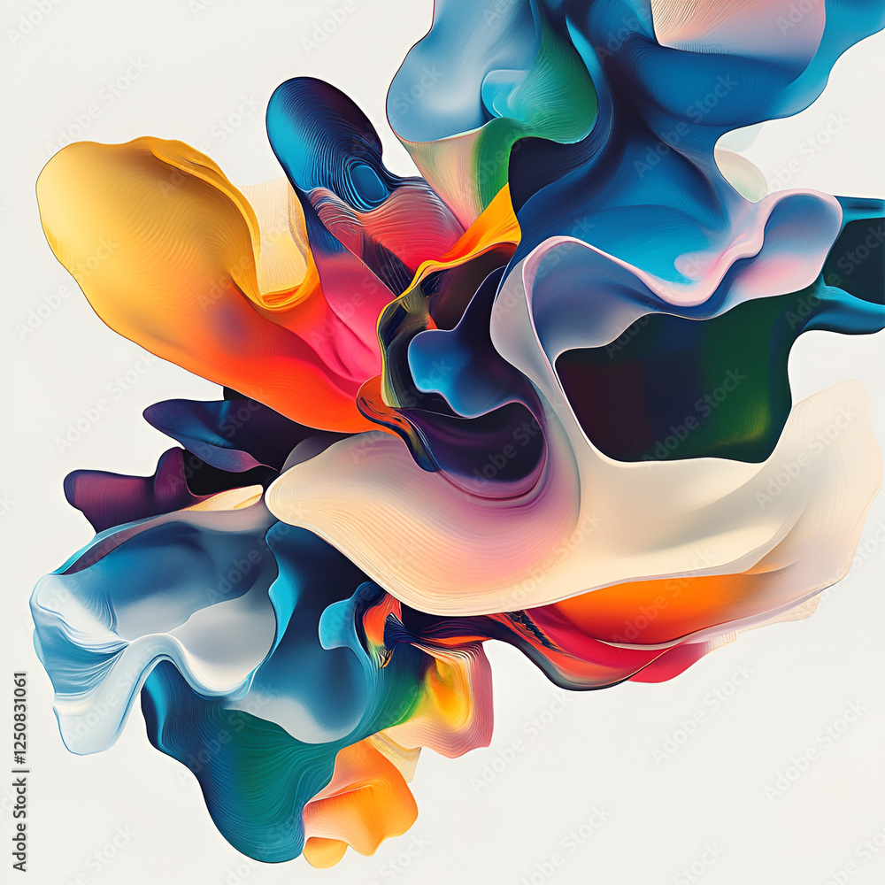 Poster abstract fluid art: a mesmerizing blend of vibrant colors and dynamic shapes, capturing the fluidity