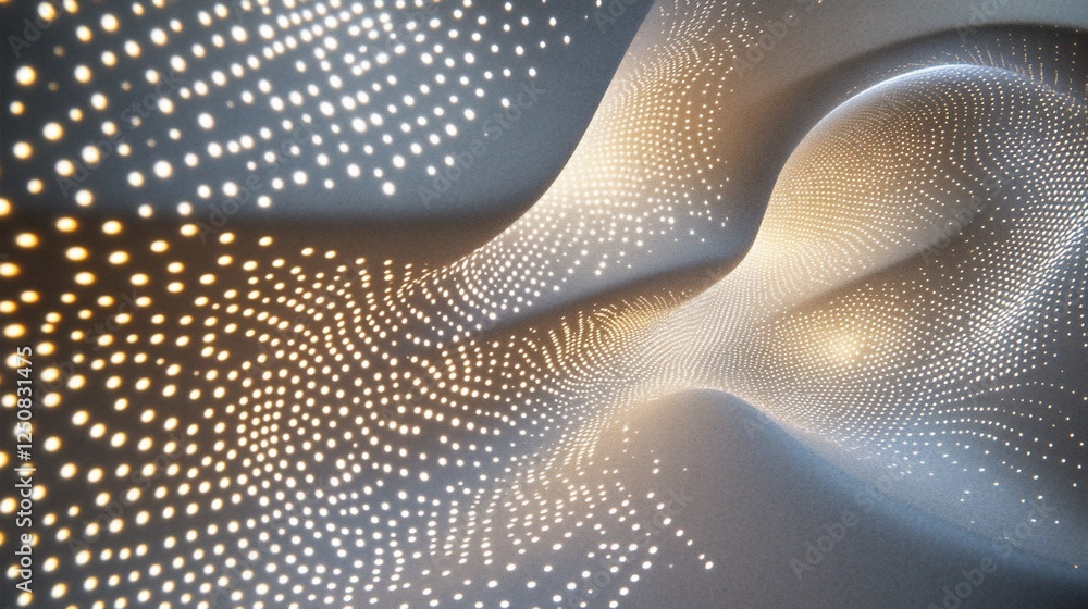 Poster abstract light and shadow pattern created by light through holes in a wavy surface