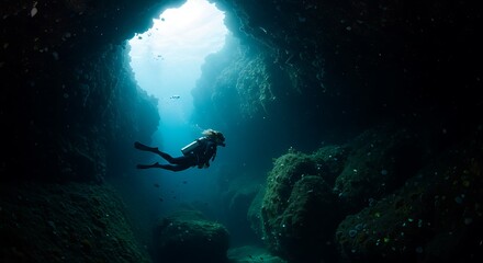 Obraz premium scuba diver in the deep blue sea