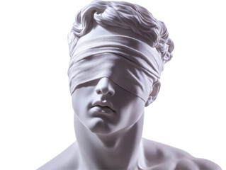 Isolated Sculpture of a Man with Bandage Covering Eyes