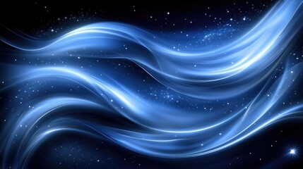 Abstract Blue Light Waves: Cosmic Energy Flow in a Starry Night Sky