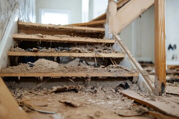 Obraz premium Surprising discovery of termite infestation during home renovation process. Generative AI