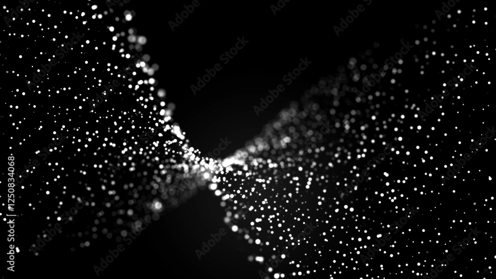 Poster digital background with movement of glowing particles. complex technologies of big data. 3d renderin