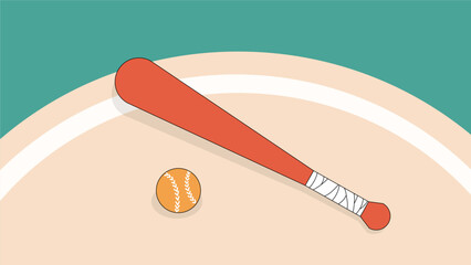 baseball and baseball bat vector illustration. Baseball field  background