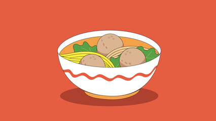 Semangkuk Bakso. Indonesian traditional meatball street food