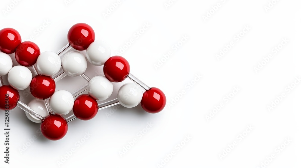 Poster molecular structure: red and white spheres linked together, representing a complex molecular structu