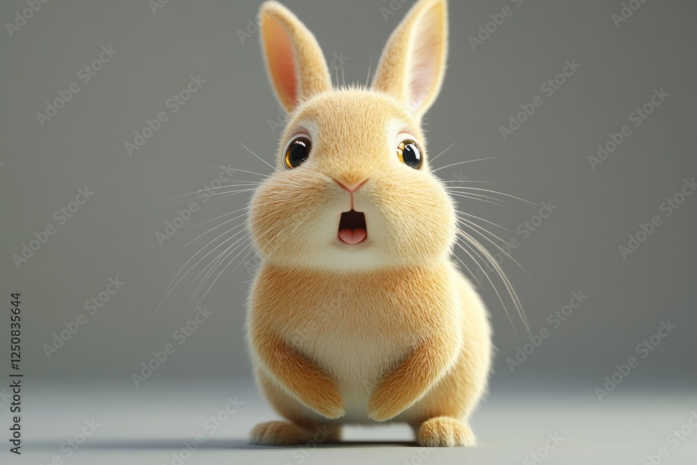 Poster a close-up shot of a rabbit's open mouth, perfect for illustrating articles about wildlife or adding