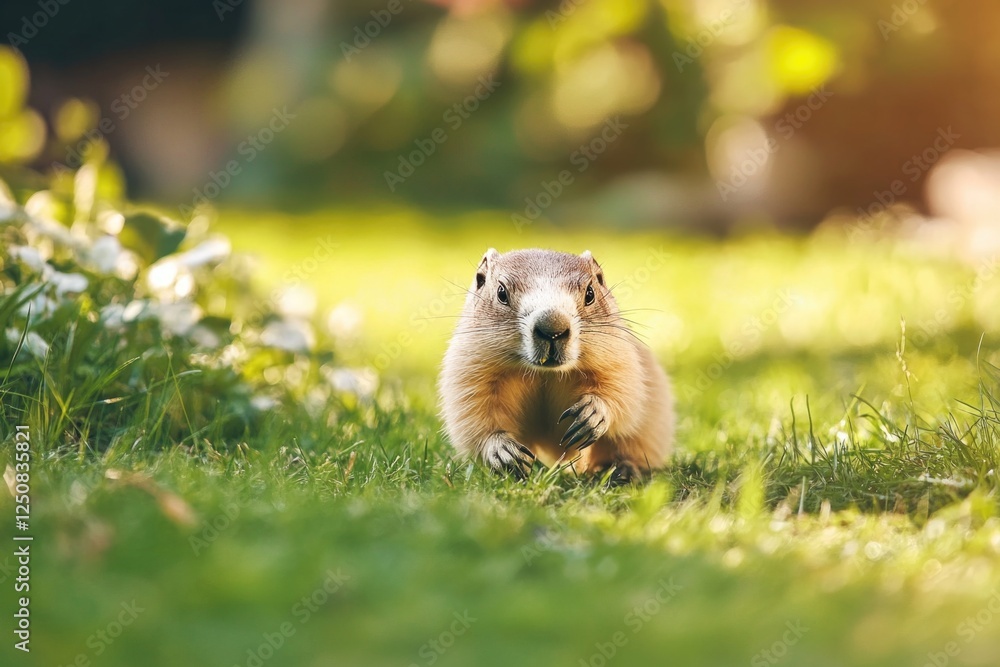 Aufkleber a ground squirrel sitting in grass looking directly at the camera