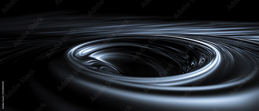 Poster an abstract depiction of swirling dark fluid dynamics, showcasing the movement and patterns of liqui