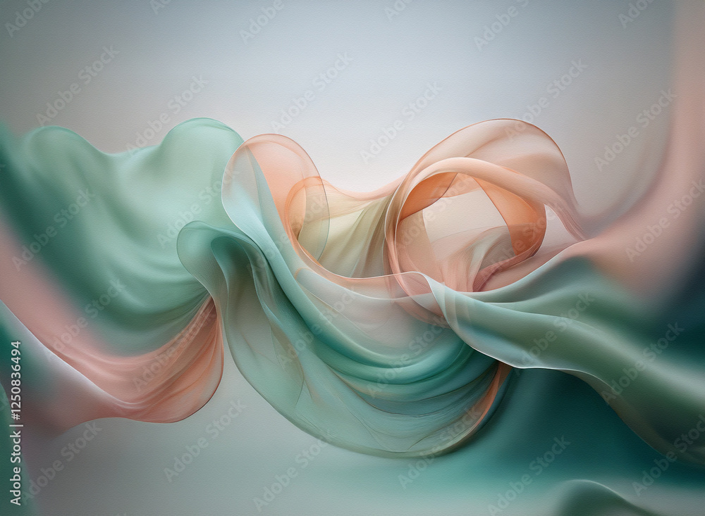 Aufkleber abstract waves with soft colors flow across a gradient background, creating a gentle and calming vis