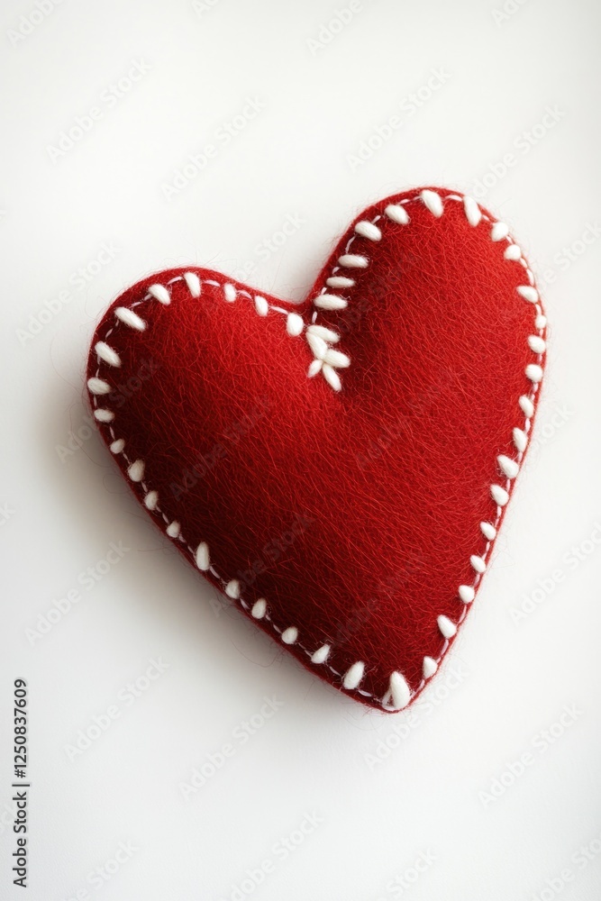 Poster simple red and white heart design on a white background