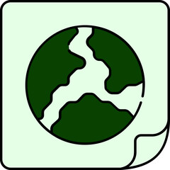 Flat Style Earth Sticker Icon in Green and White Color.