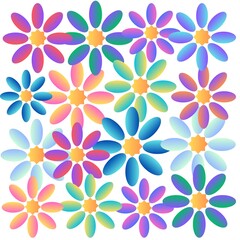  The gradient of colorful flowers gives a lovely and lively feeling when seen, seamless floral pattern