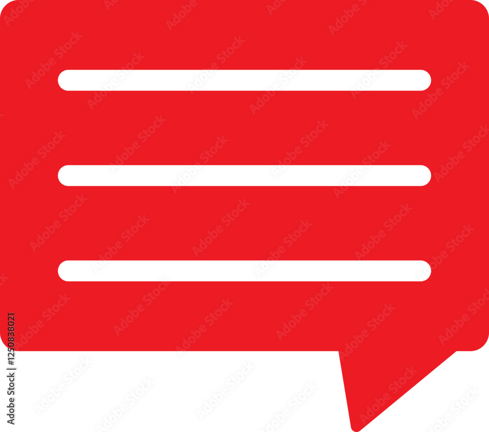 Poster flat style comment box icon in red and white color.