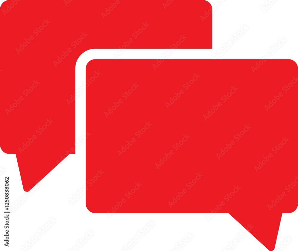 Poster flat style two speech bubble icon in red color.