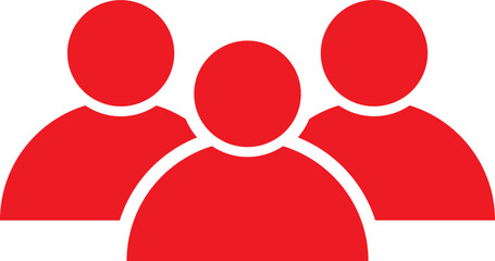 Flat style user group icon in red color.