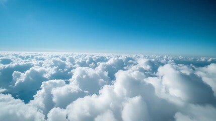 Naklejka premium Fluffy White Clouds Floating Above a Bright Blue Sky : Generative AI