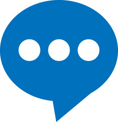 Flat style speech bubble icon in blue and white color.