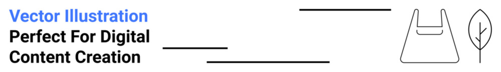 Line art style eco-themed concept displaying a plastic bag and leaf, emphasizing sustainability, eco-conscious behaviors, waste reduction, and clean lifestyle. Ideal for green campaigns