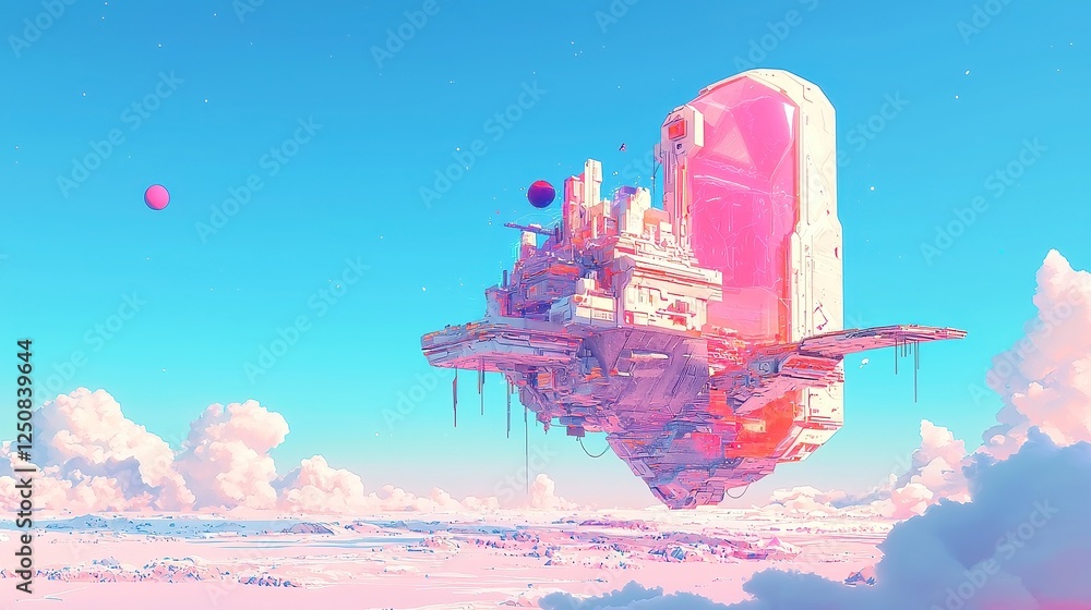 Poster futuristic cityscape in a crystal, intricate doodle art showcases a sleek metropolis encased in a tr