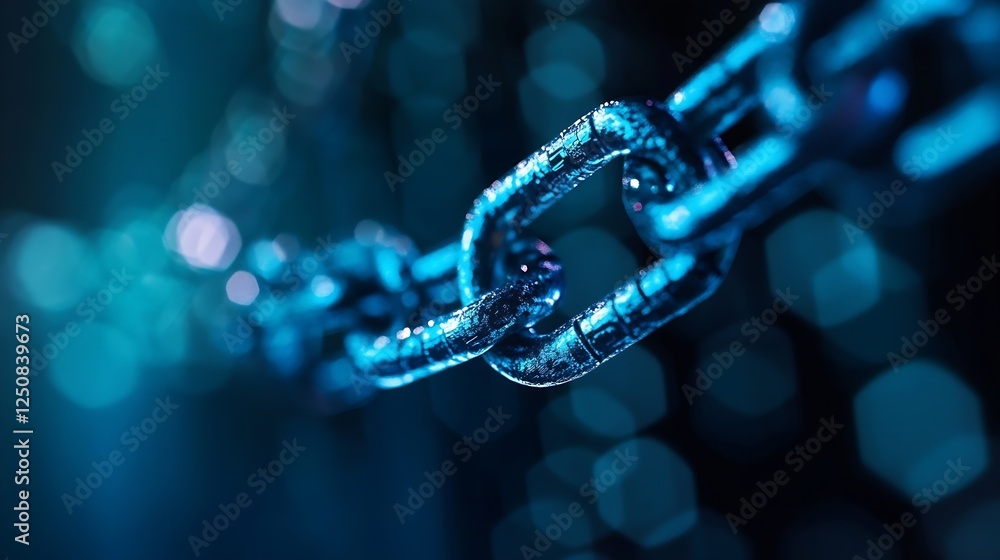 Aufkleber closeup of a metallic chain link illustrating strength and security in industrial design : generativ